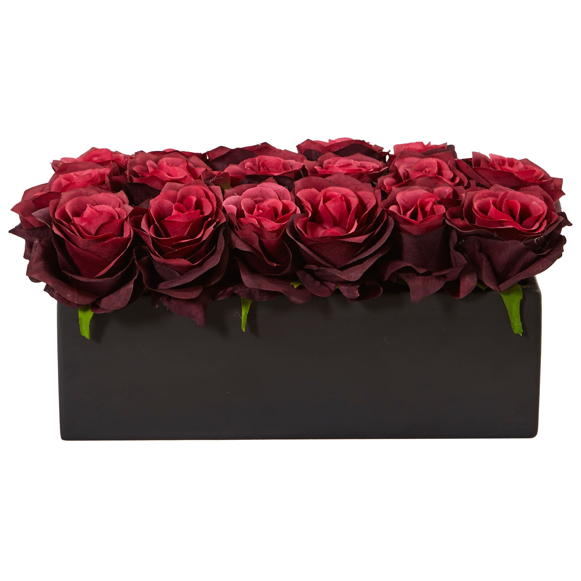 Faux Burgundy Roses in Rectangular Planter | Zigeze