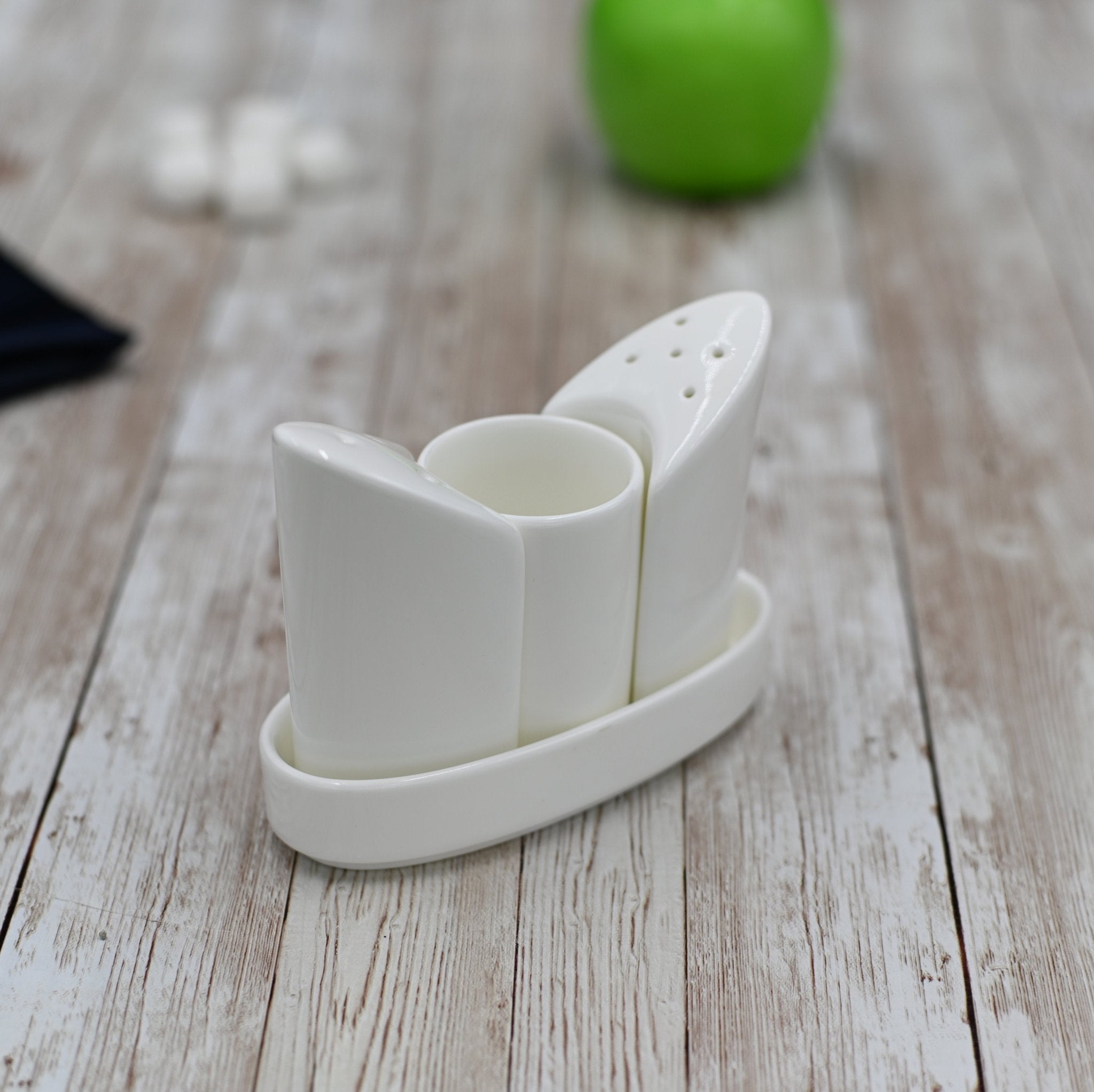 Fine Porcelain Salt & Pepper with Toothpick Holder Set | Zigeze