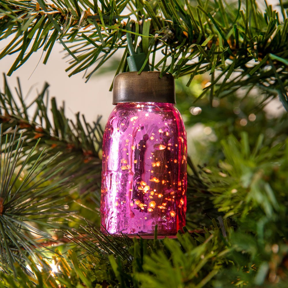 Glass Mini Mason Jar Ornament - Mercury Pink - Box of 6 | Zigeze