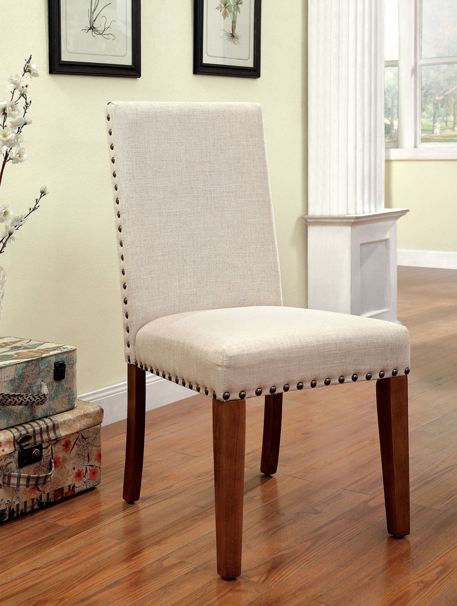 Industrial Nailhead Trimed Dining Chair | Zigeze