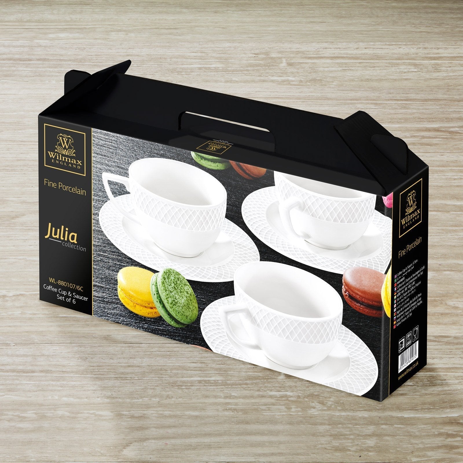 Julia Porcelain Cup and Saucer (Set of 6) | Zigeze