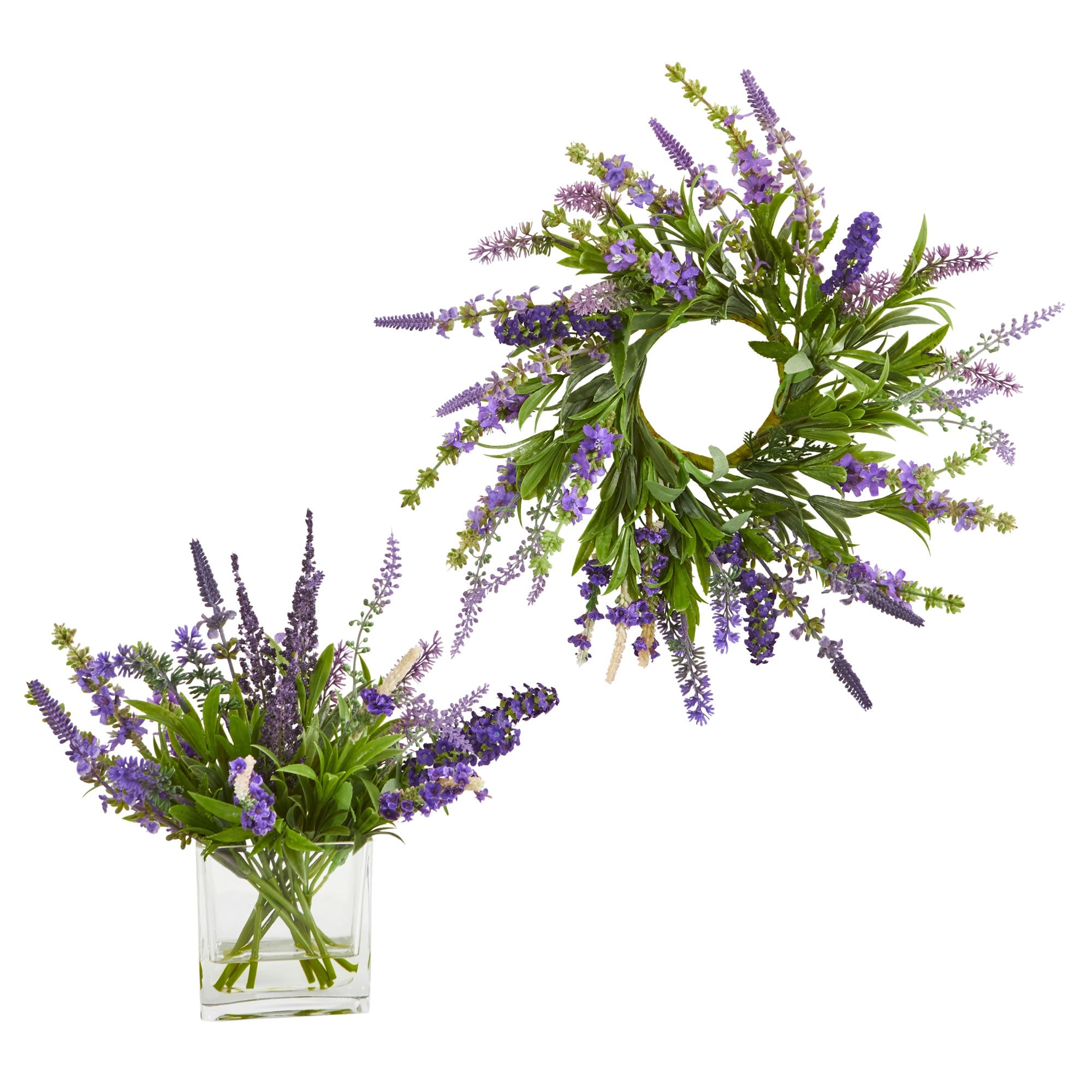 Lavender Arrangement and Wreath, Set of 2 | Zigeze