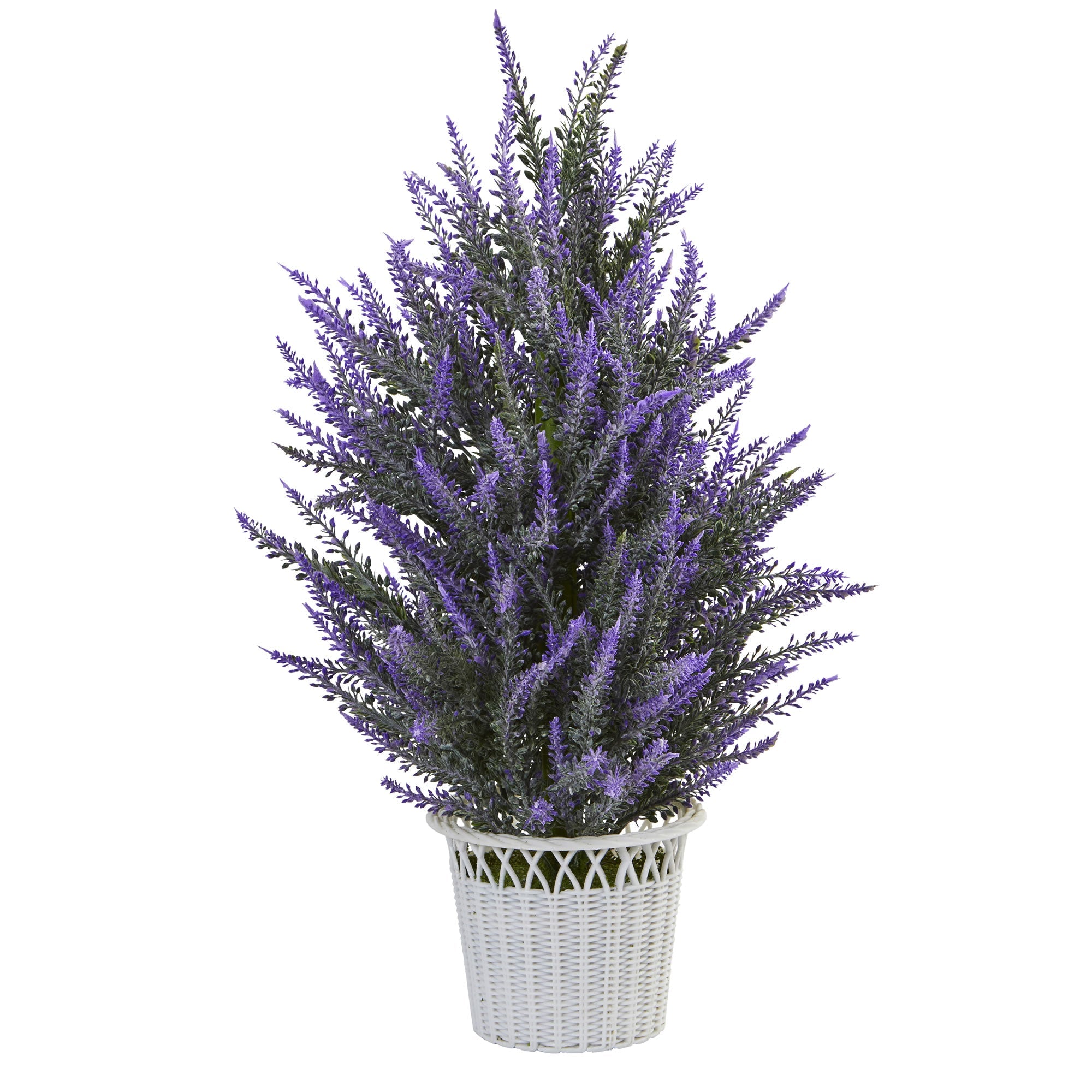 Lavender in White Planter Artificial Plant | Zigeze