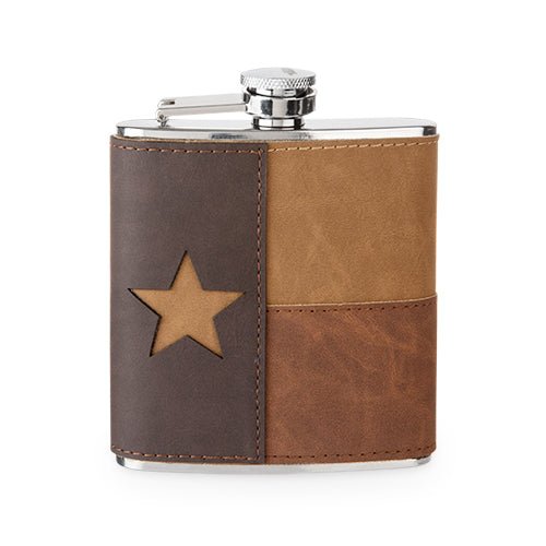 Leather Covered 6 - Ounce Texas Flask | Zigeze