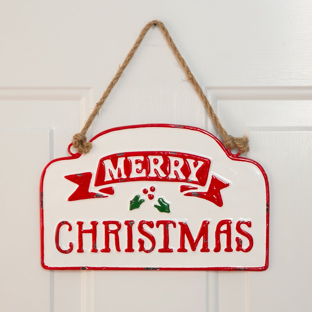 Merry Christmas Hanging Metal Wall Sign | Zigeze