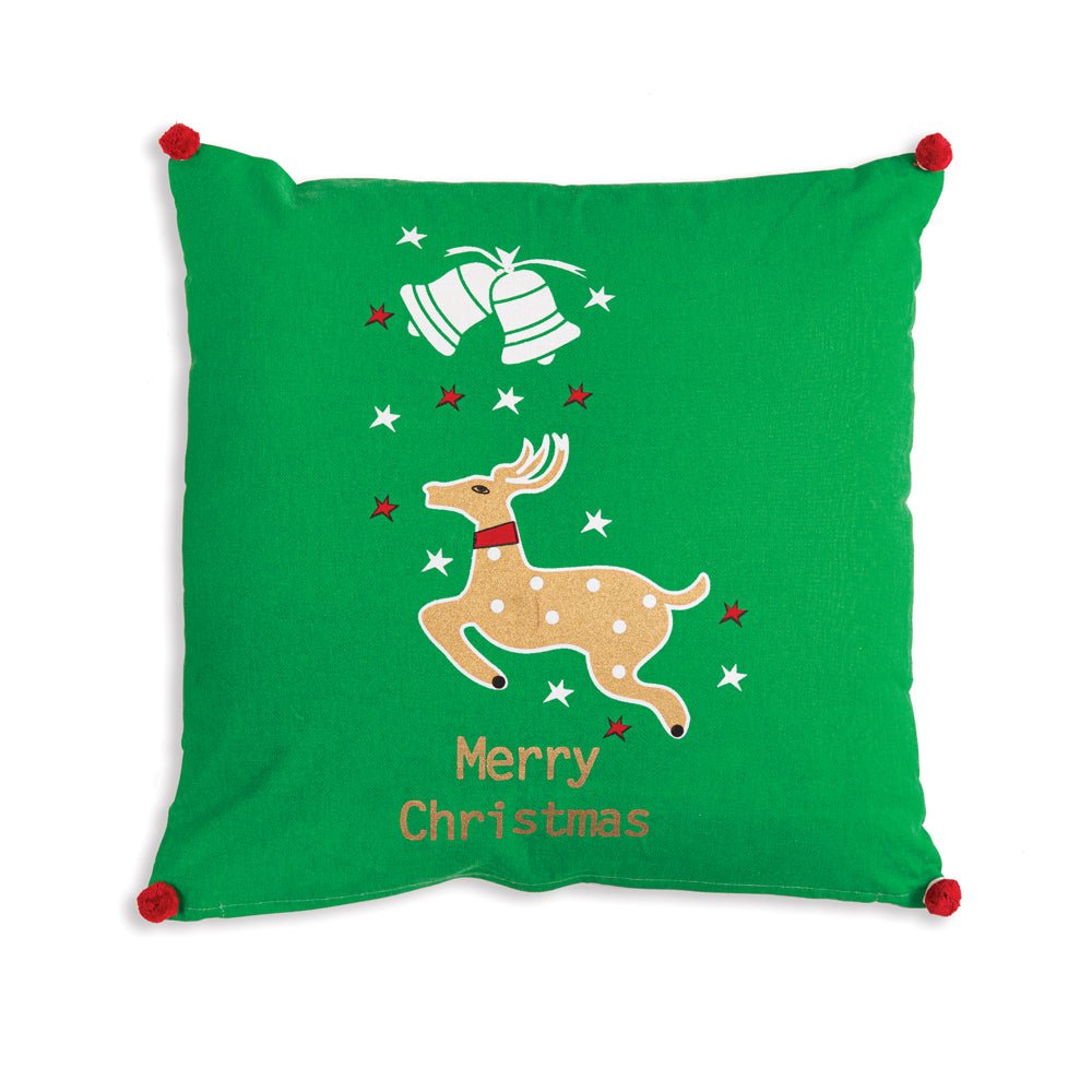 Merry Christmas Reindeer Cotton Throw Pillow | Zigeze