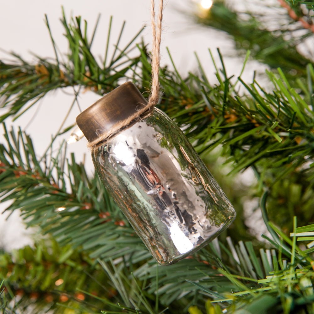 Mini Glass Mason Jar Tree Ornaments, Set of 6 | Zigeze