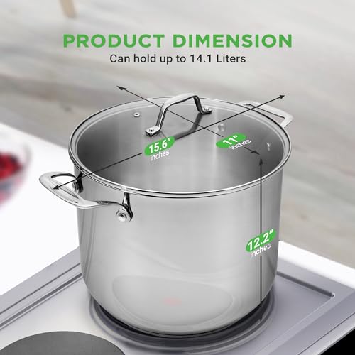 NutriChef Stainless Steel 15 - Quart Stock Pot | Zigeze