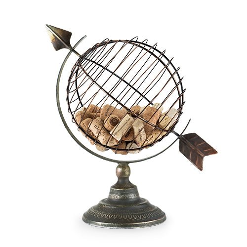 Old World Globe Cork Display, Antique Bronze | Zigeze