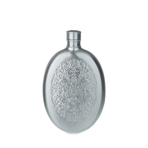 Pewter Finish Stainless Steel Filigree Flask | Zigeze