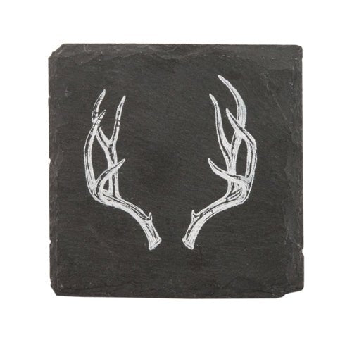 Printed Antler Slate Coasters, Set of 4 | Zigeze