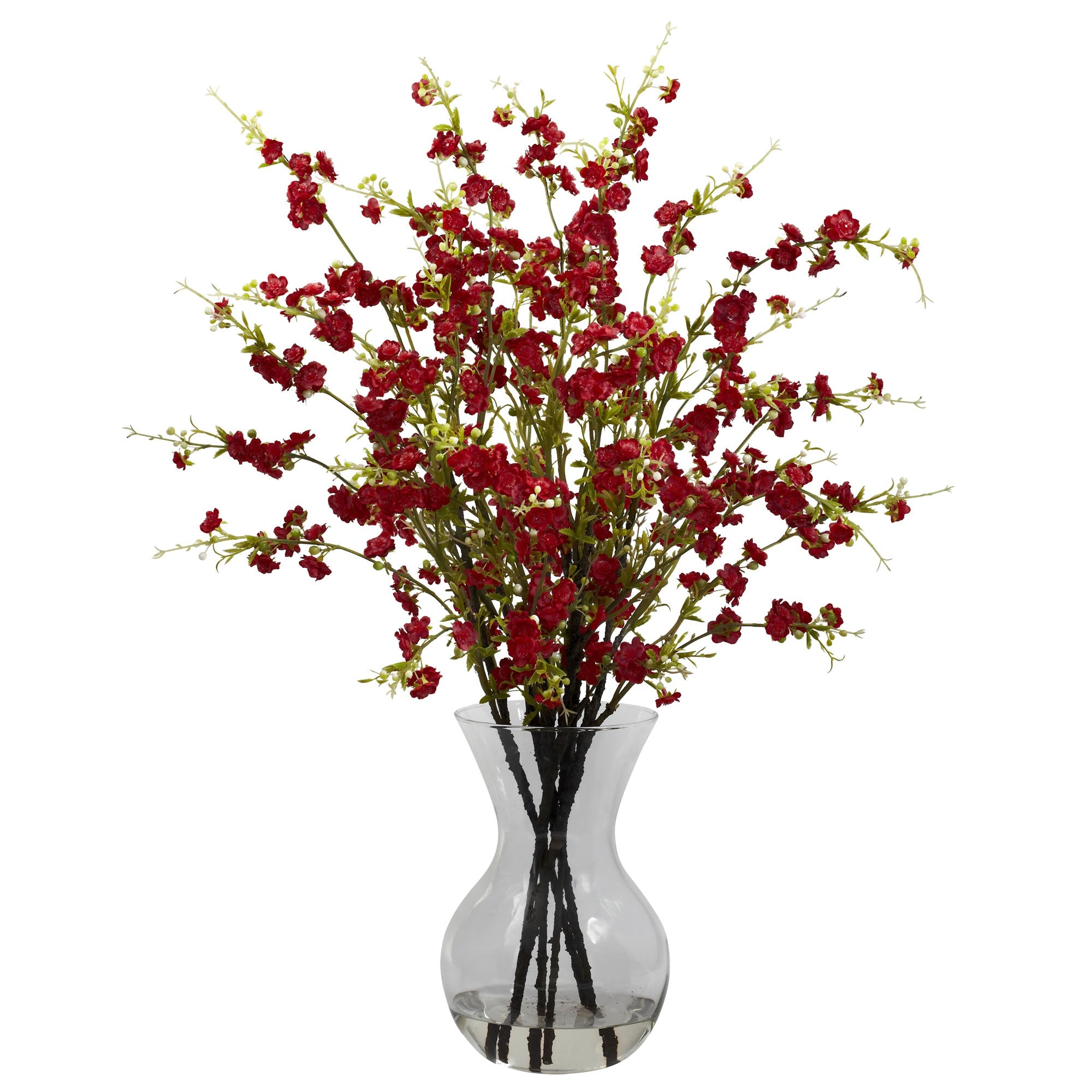 Red Cherry Blossoms with Vase Arrangement | Zigeze