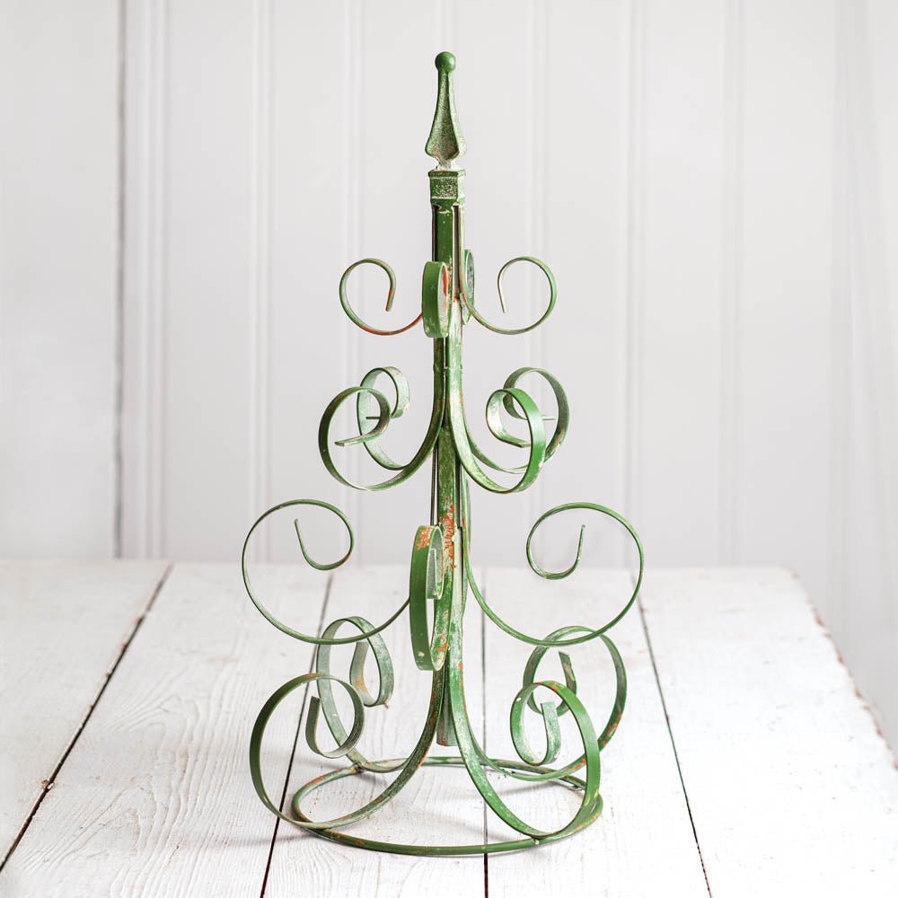 Scrolled Metal Christmas Tree, Green | Zigeze