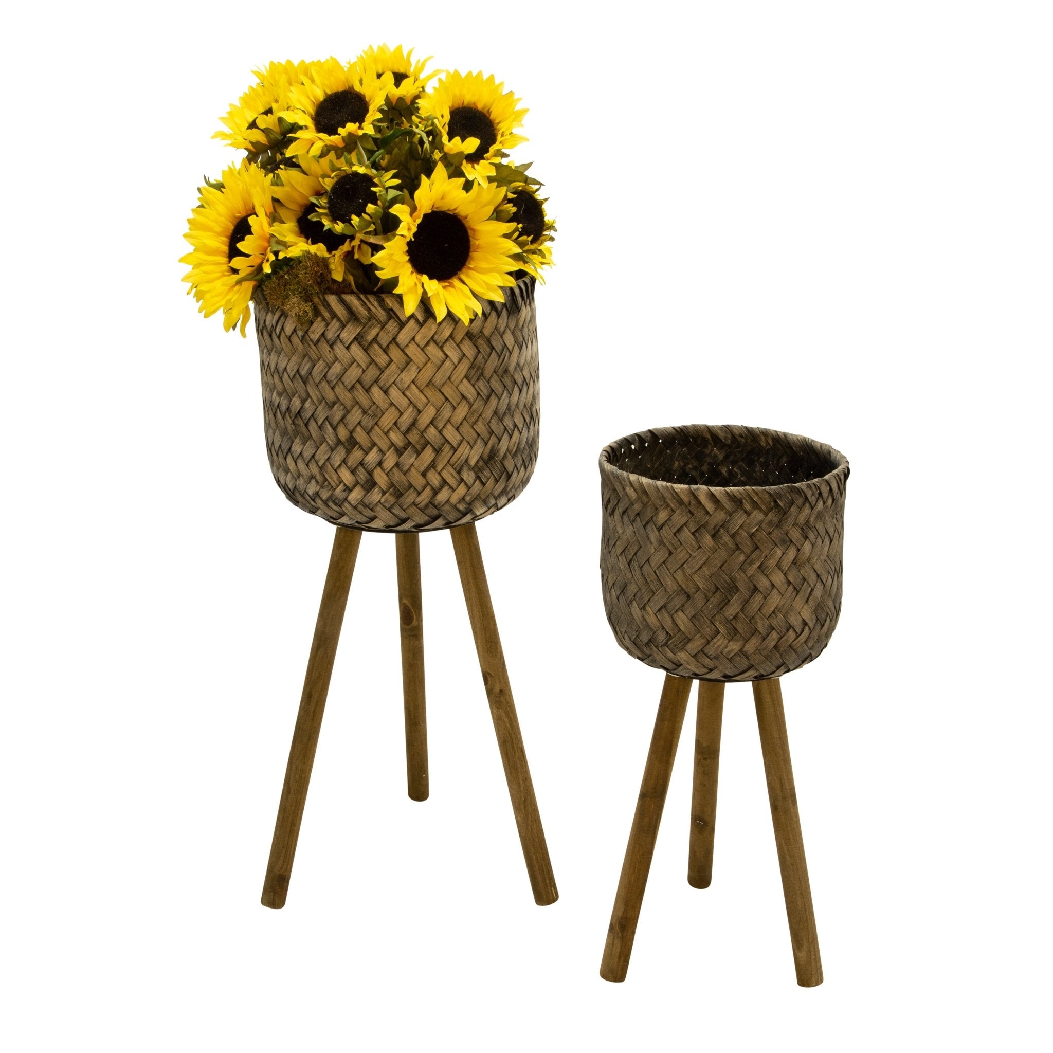 Set of 2 Bamboo Planters On Stands | Zigeze