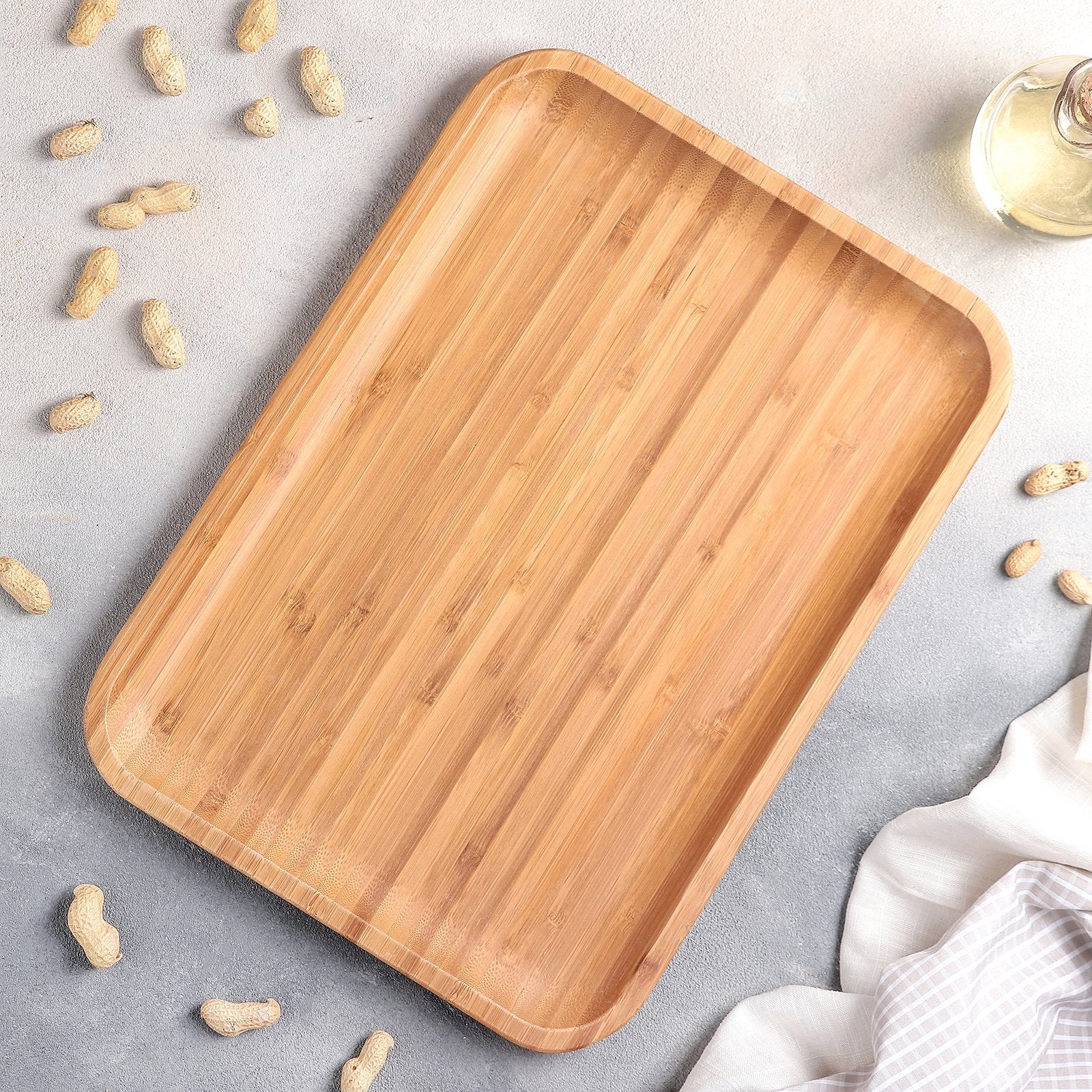 Set of 3 Natural Bamboo Platters 14" x 10" | Zigeze