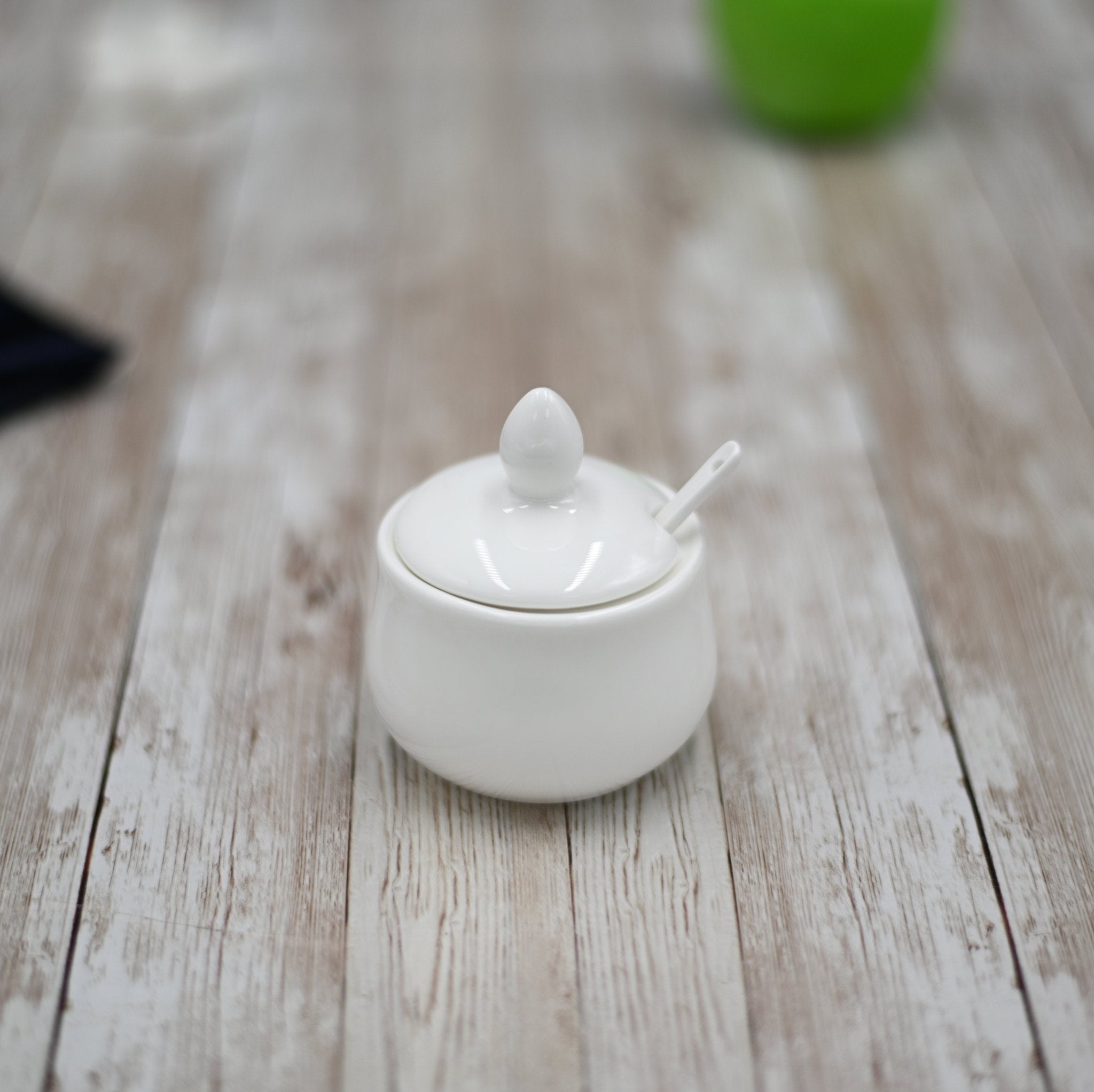 Set of 6 Fine Porcelain Condiment Pots With Spoon | Zigeze