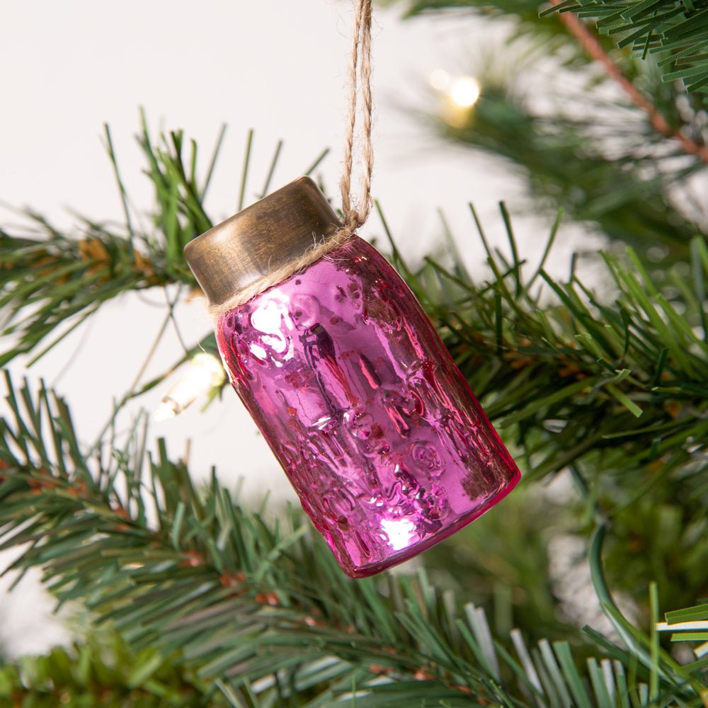 Set of 6 Mini Mason Jar Hanging Christmas Ornaments | Zigeze