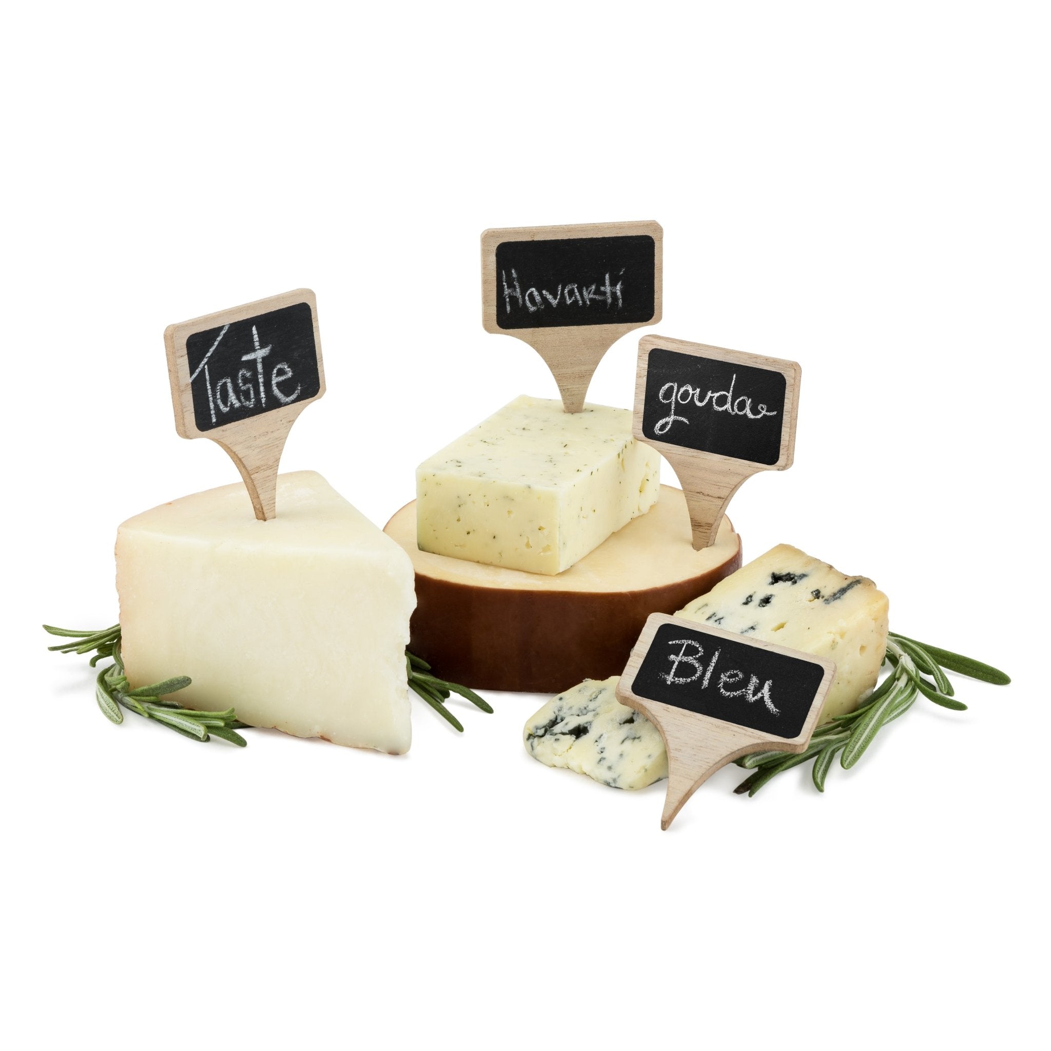 Set of 6 Wooden Cheese Markers with Chalk | Zigeze