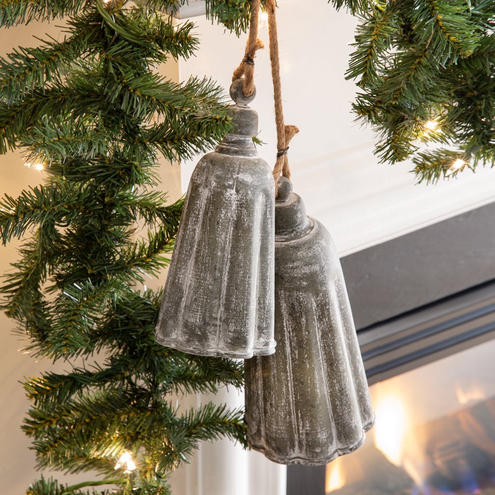 Set of Two Galvanized Holiday Bells | Zigeze