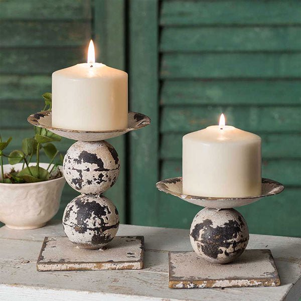 Set of Two Spheres Pillar Candle Holders | Zigeze