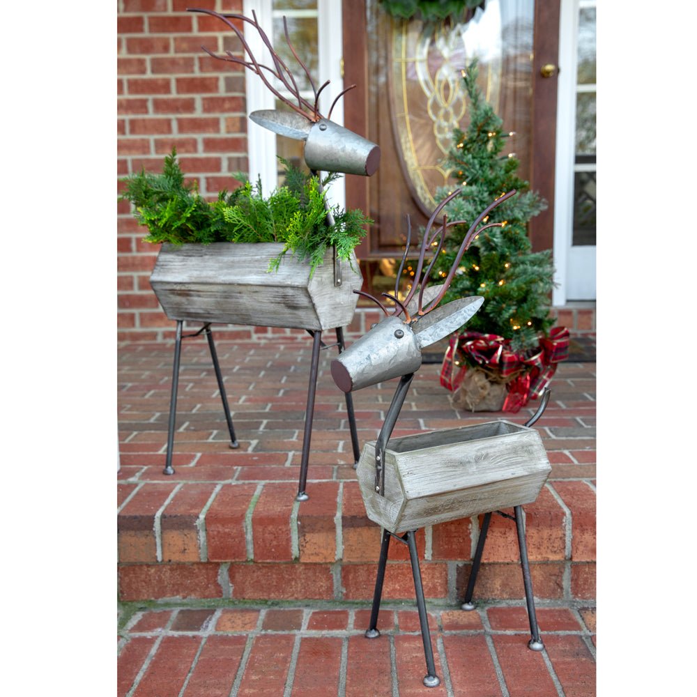 Set of Two Standing Reindeer Containers | Zigeze