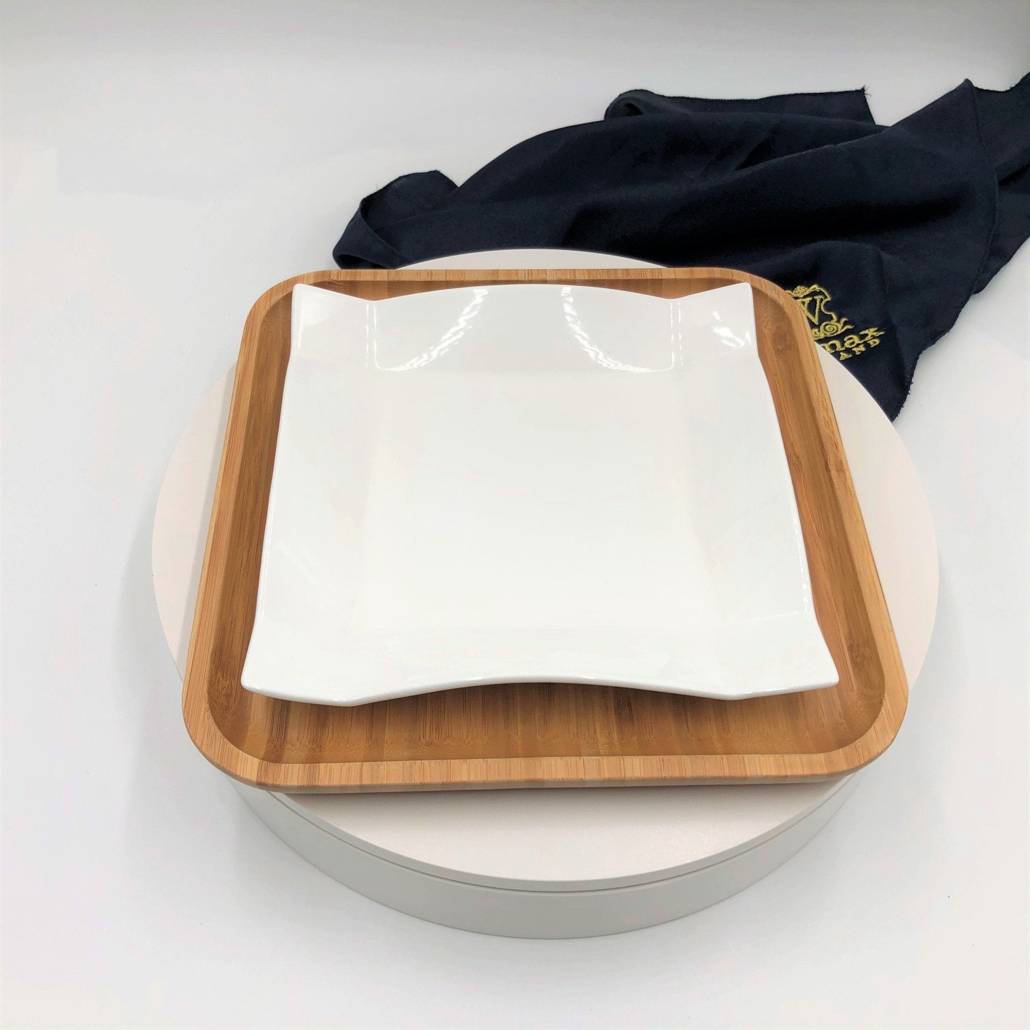 Square Bamboo and Porcelain Dinnerware, Set of 3 | Zigeze