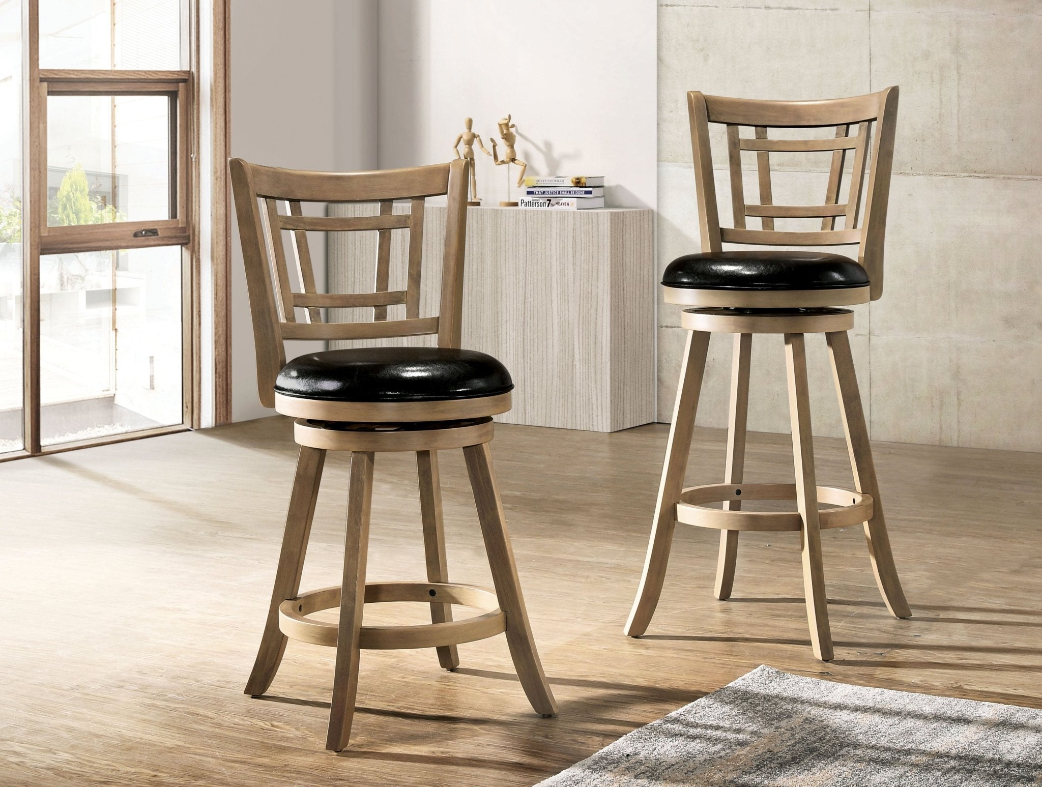 Swivel 29" Bar Height Stool, Oak and Black | Zigeze