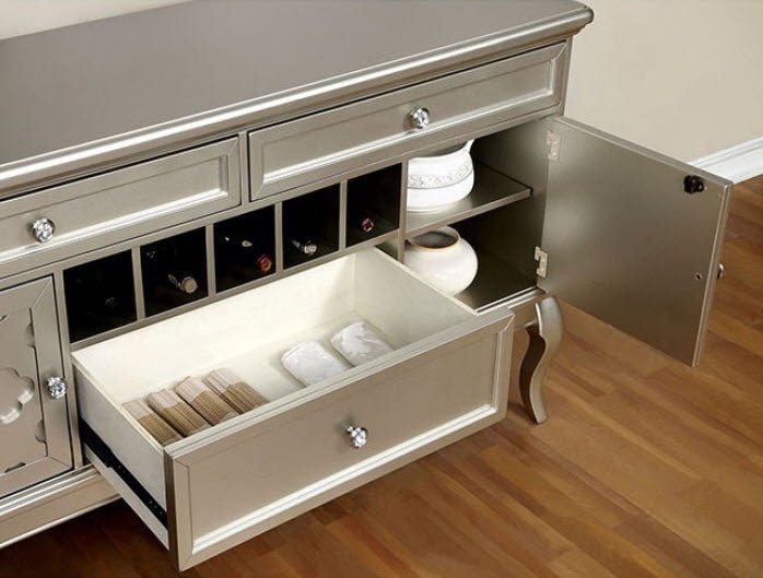 Transitional Style Dining Server, Silver | Zigeze