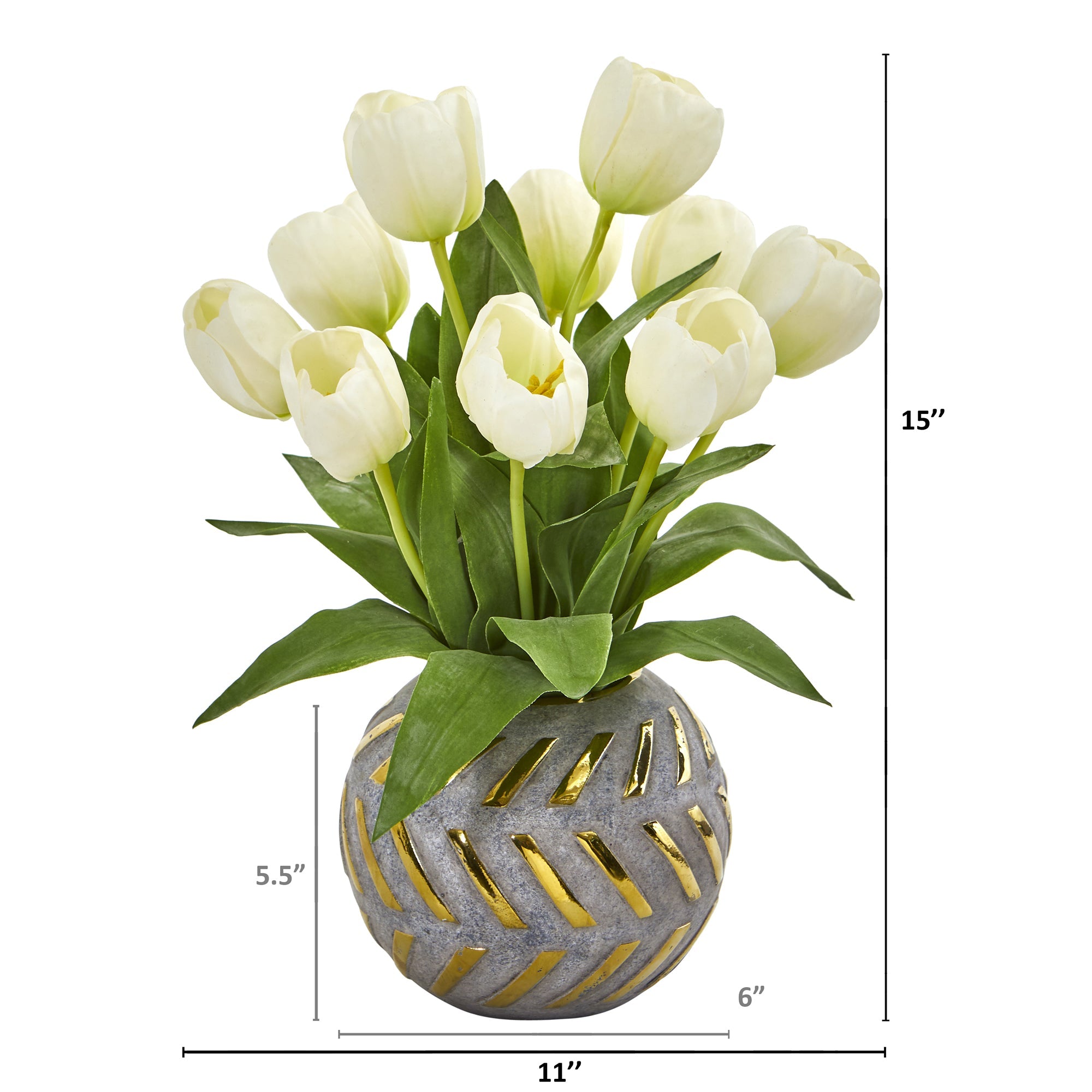 White Tulip Artificial Arrangement in Vase | Zigeze