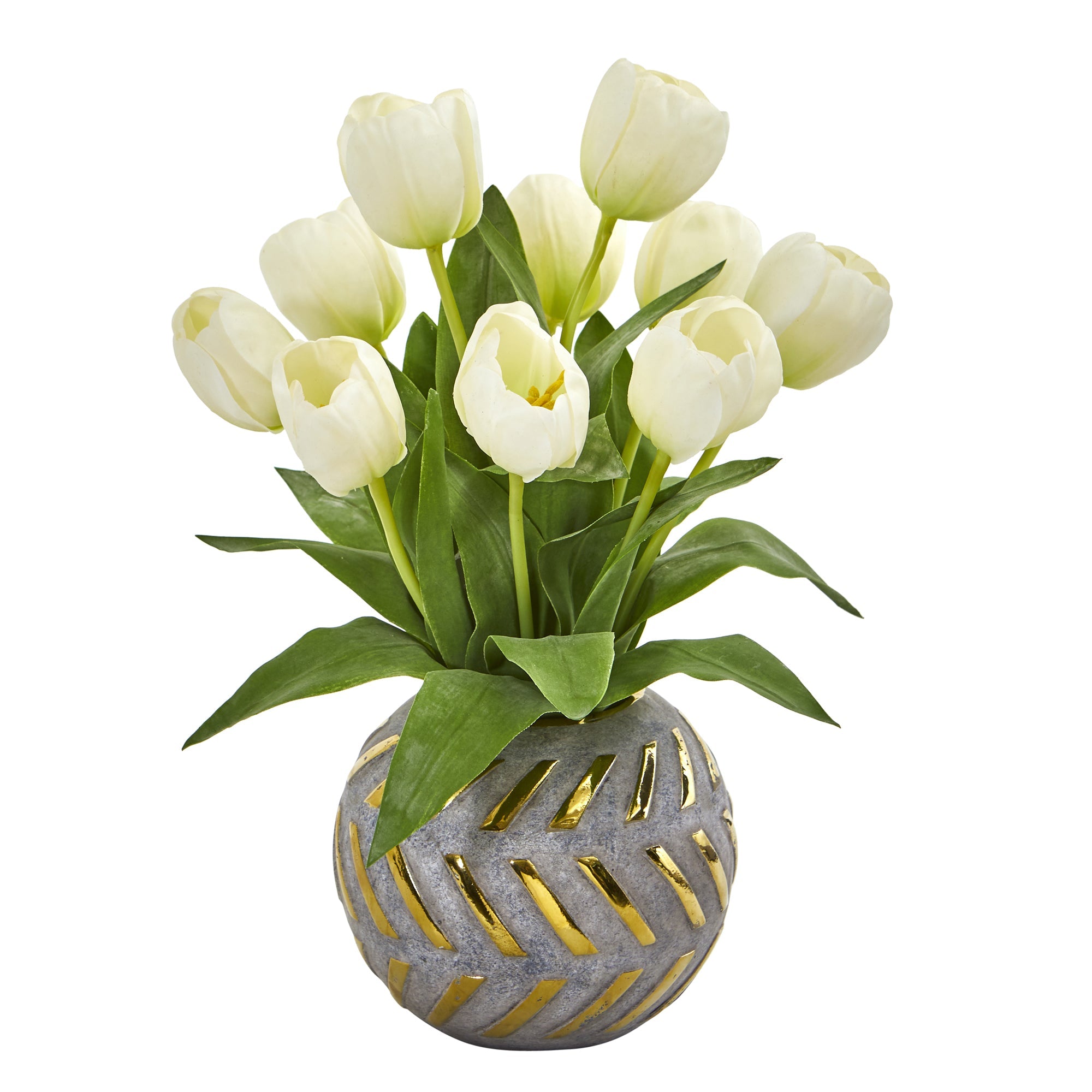 White Tulip Artificial Arrangement in Vase | Zigeze