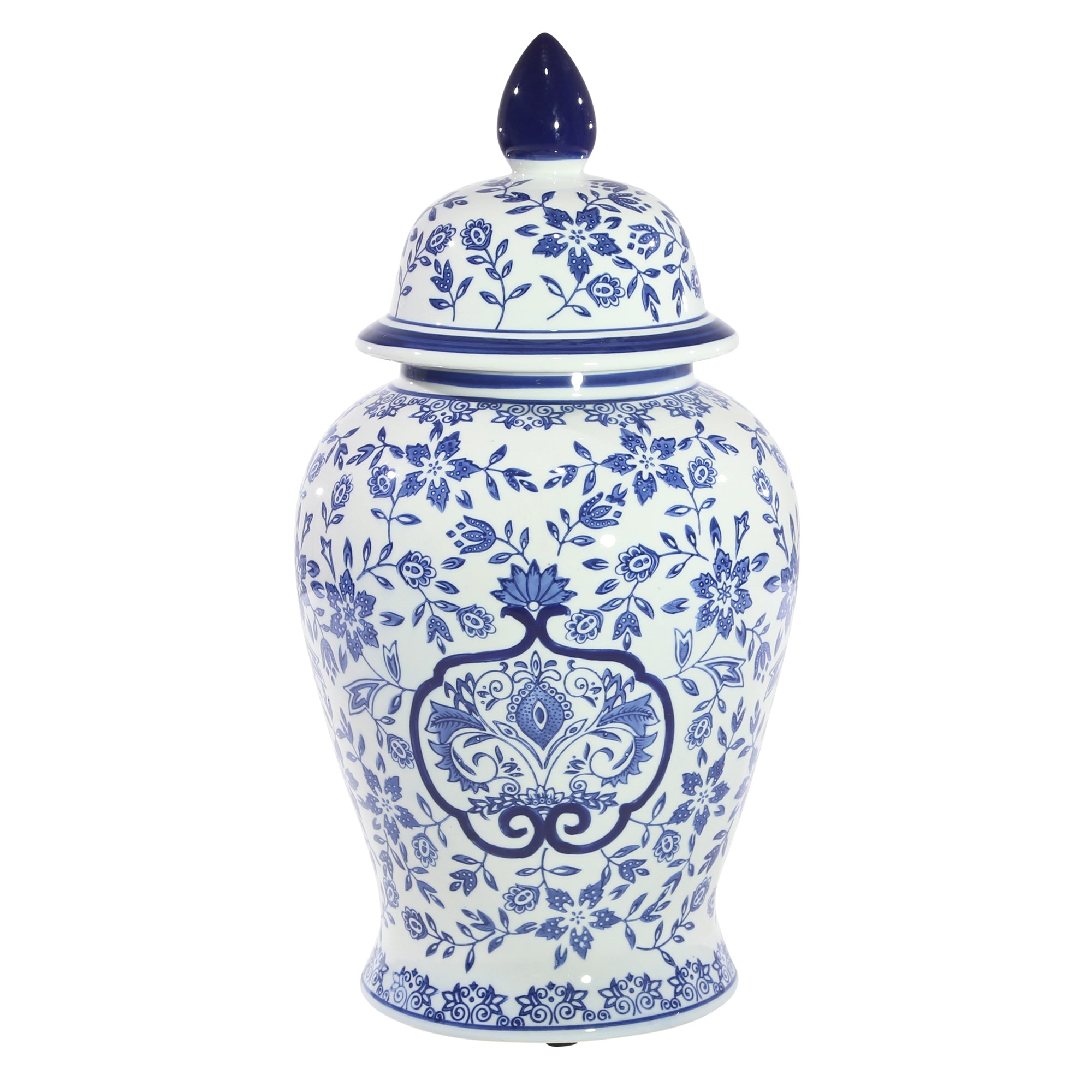 White/Blue Temple Jar 18" | Zigeze