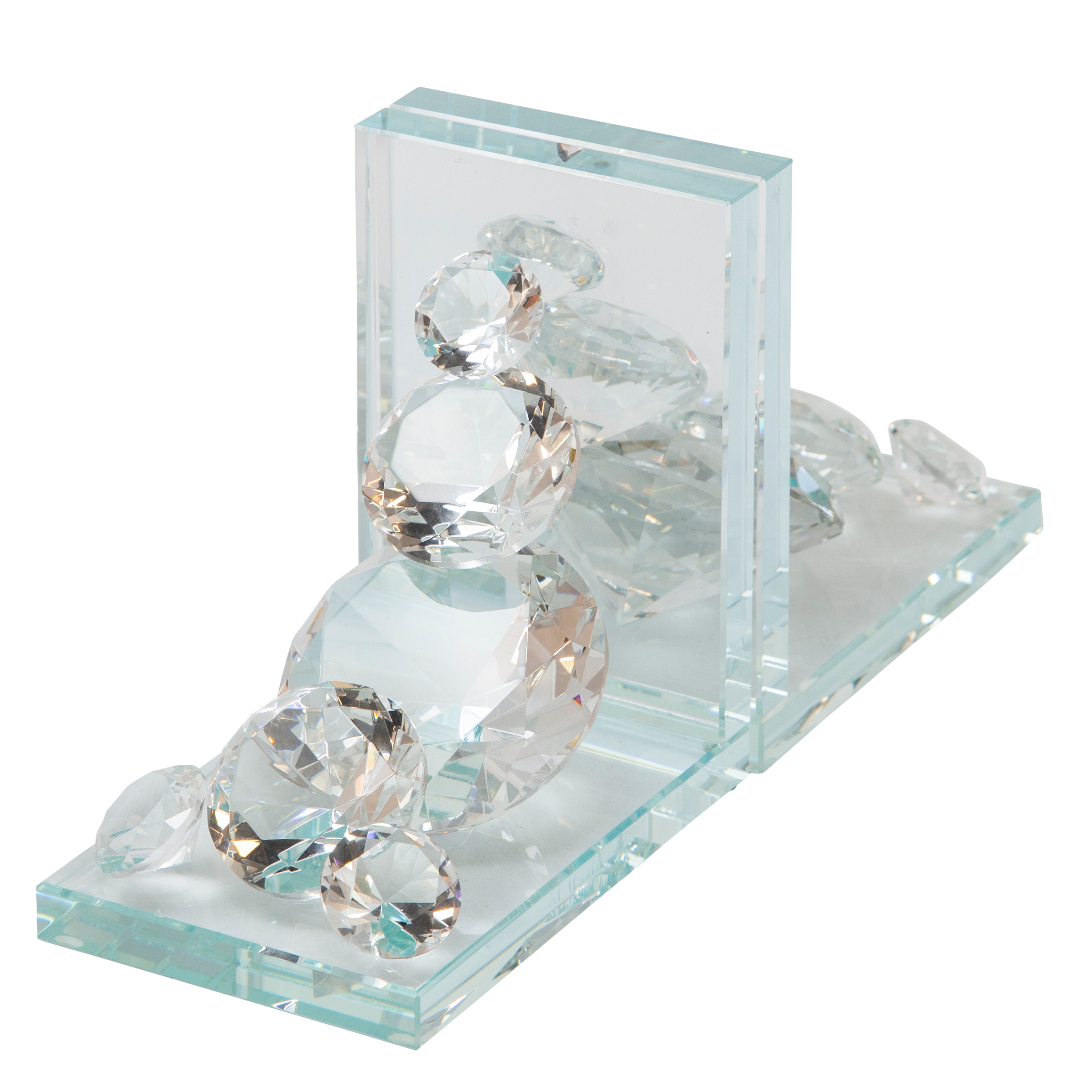 Set of 2 Crystal Diamond Bookends, Bookends