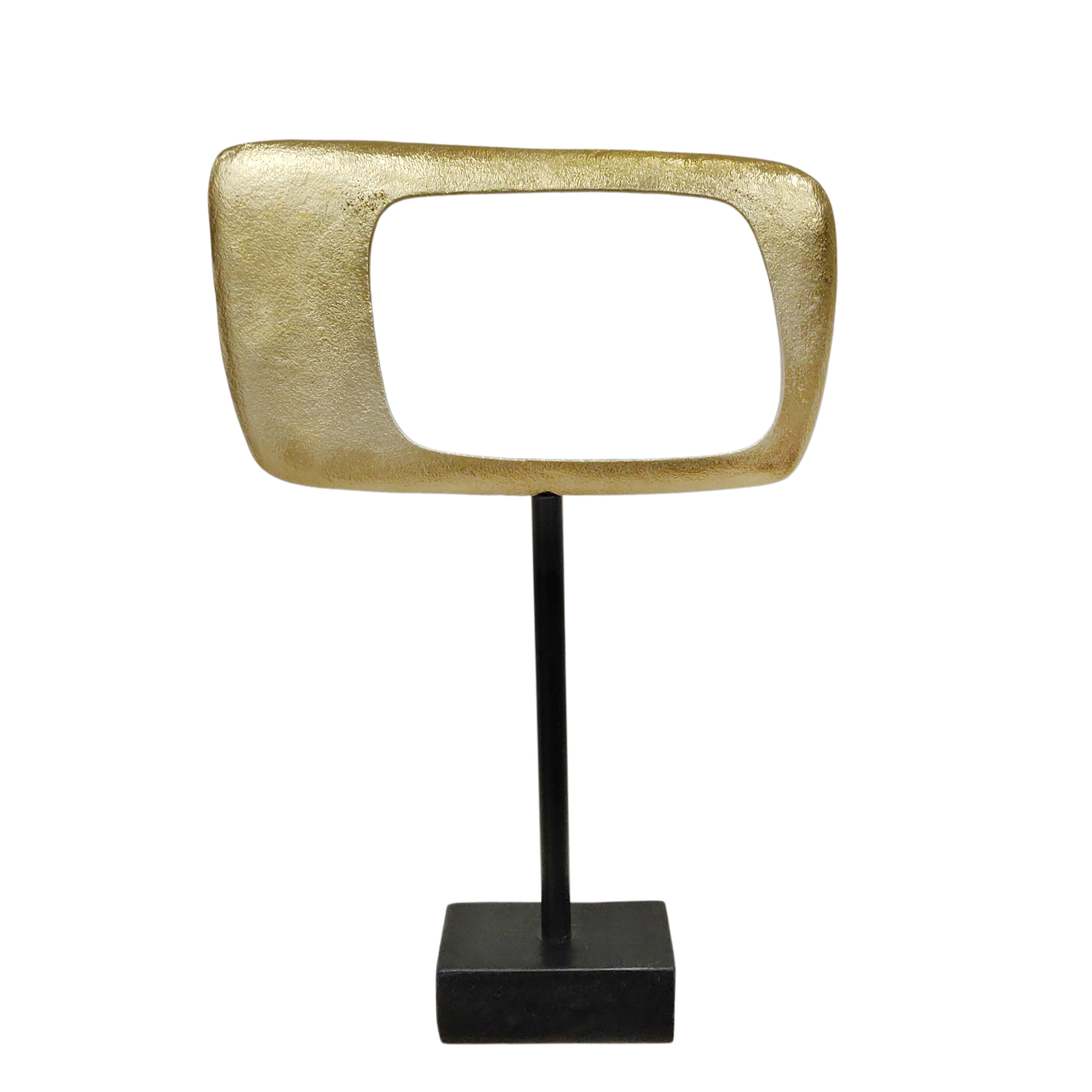 21.75" Aluminum Rhombus On Stand, Gold, Sculptures