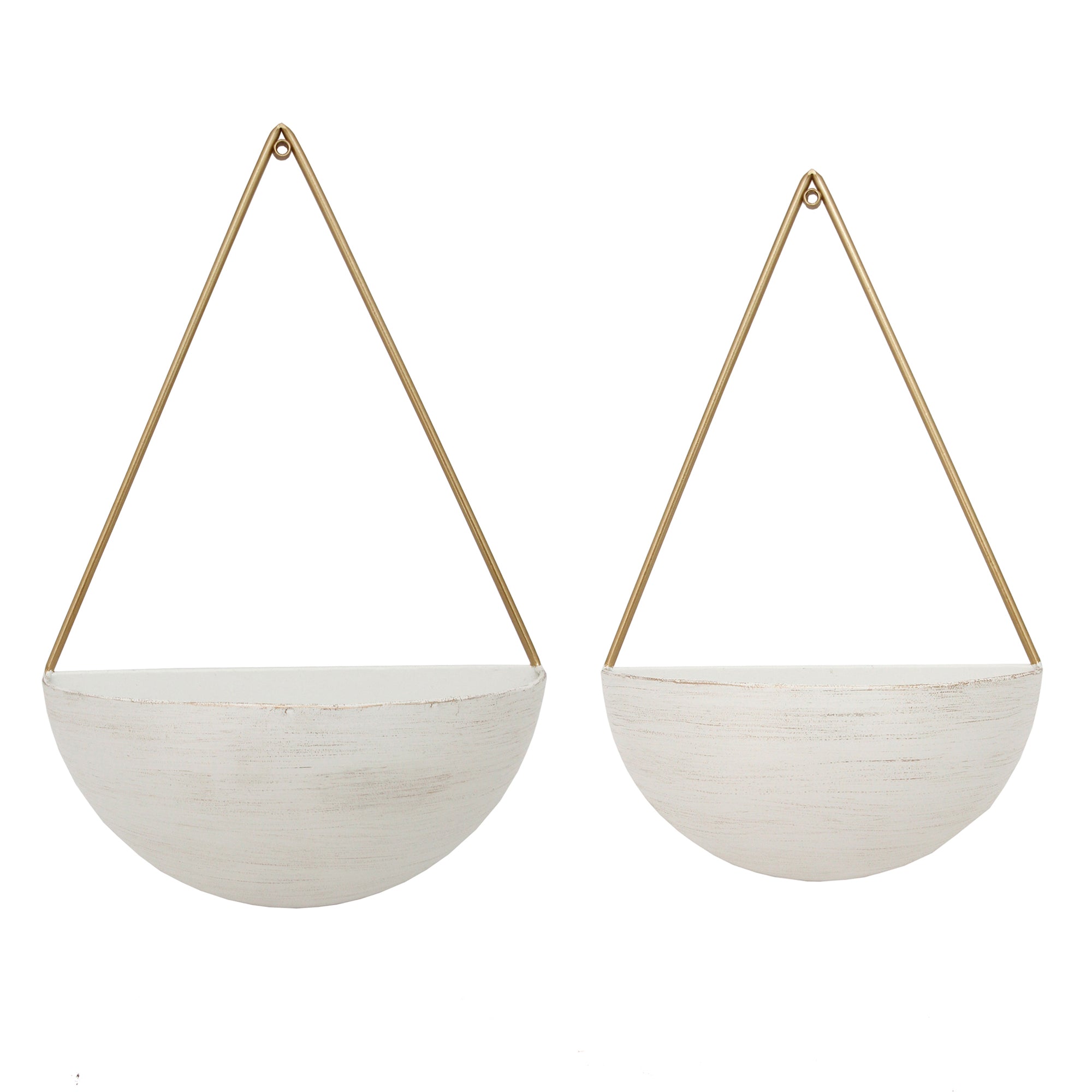 Set of 2 Half Moon Wall Planters, White, Wall Storage