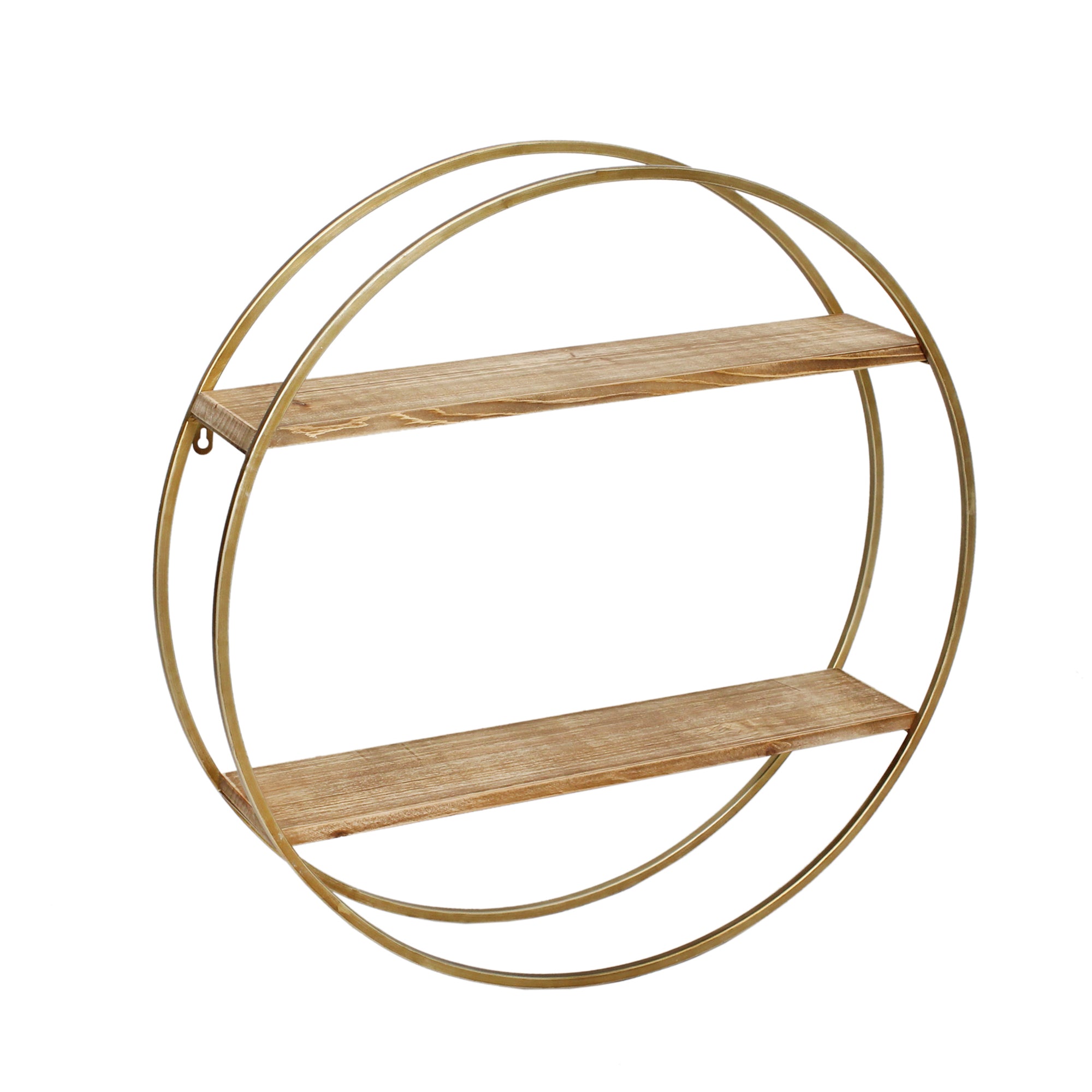 Metal / Wood 26" Wall Shelf, Gold, Wall Storage