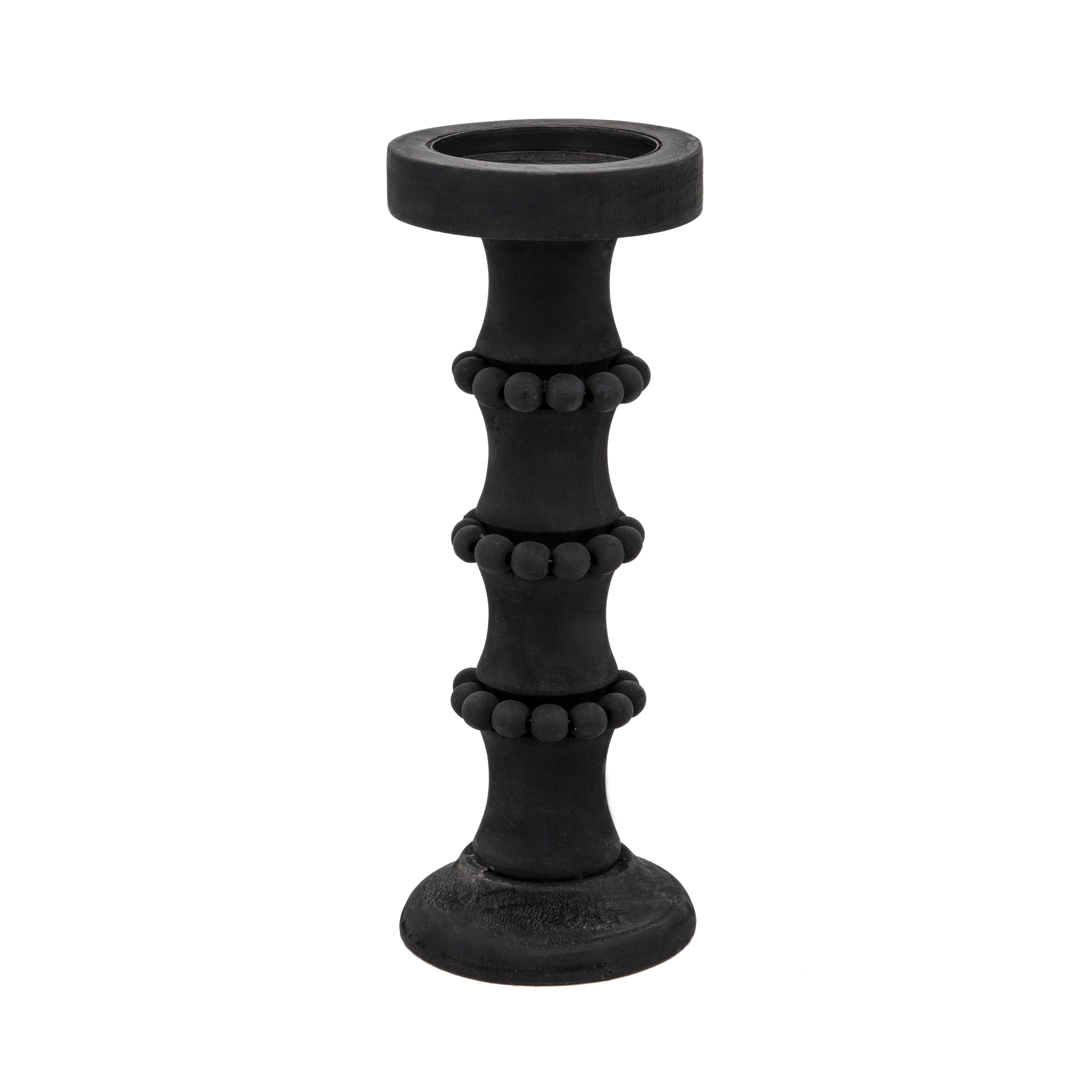 Wood, 13" Antique Style Candle Holder, Black, Candle Holders and Tealights