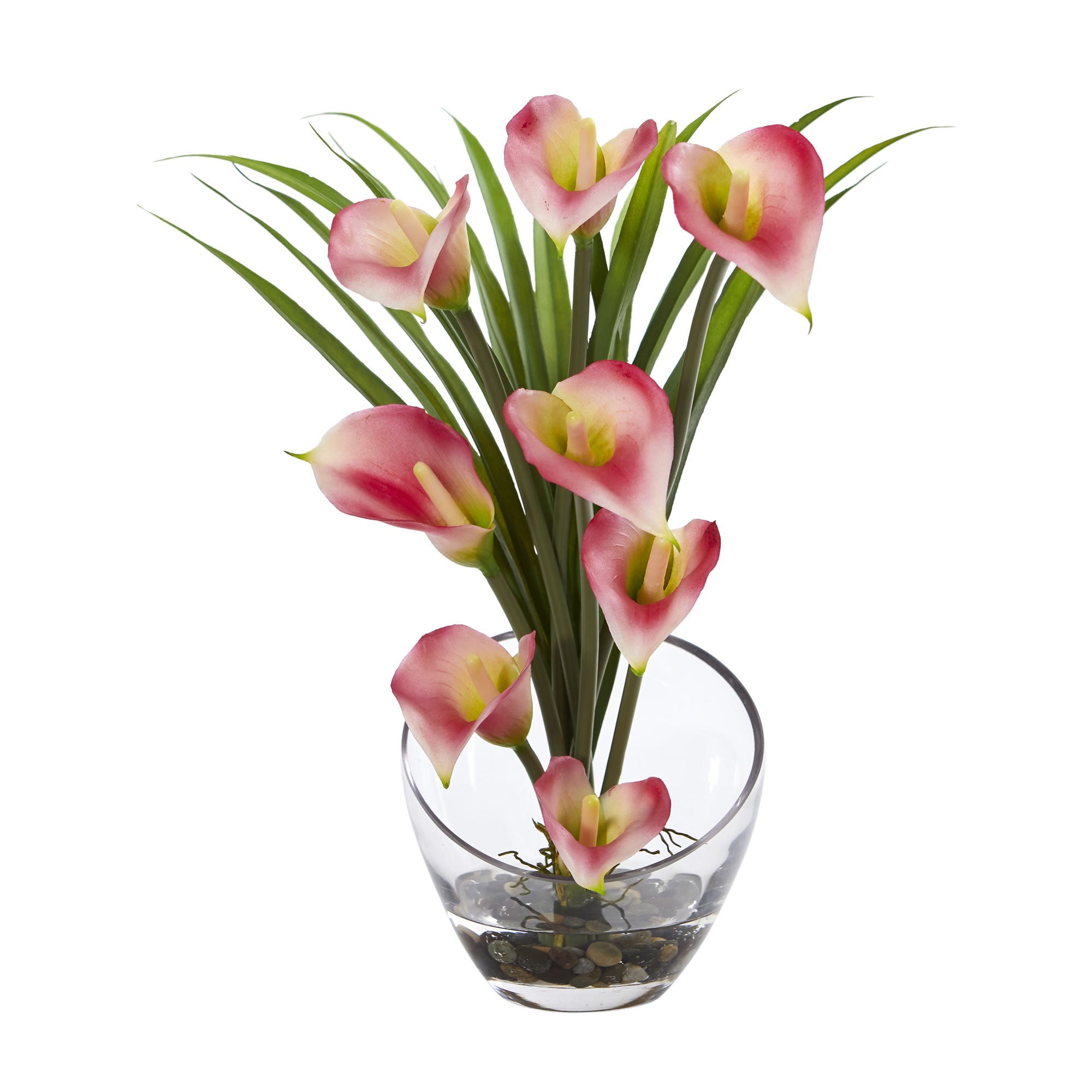 15.5" Calla Lily and Grass Artificial Arrangement in Vase