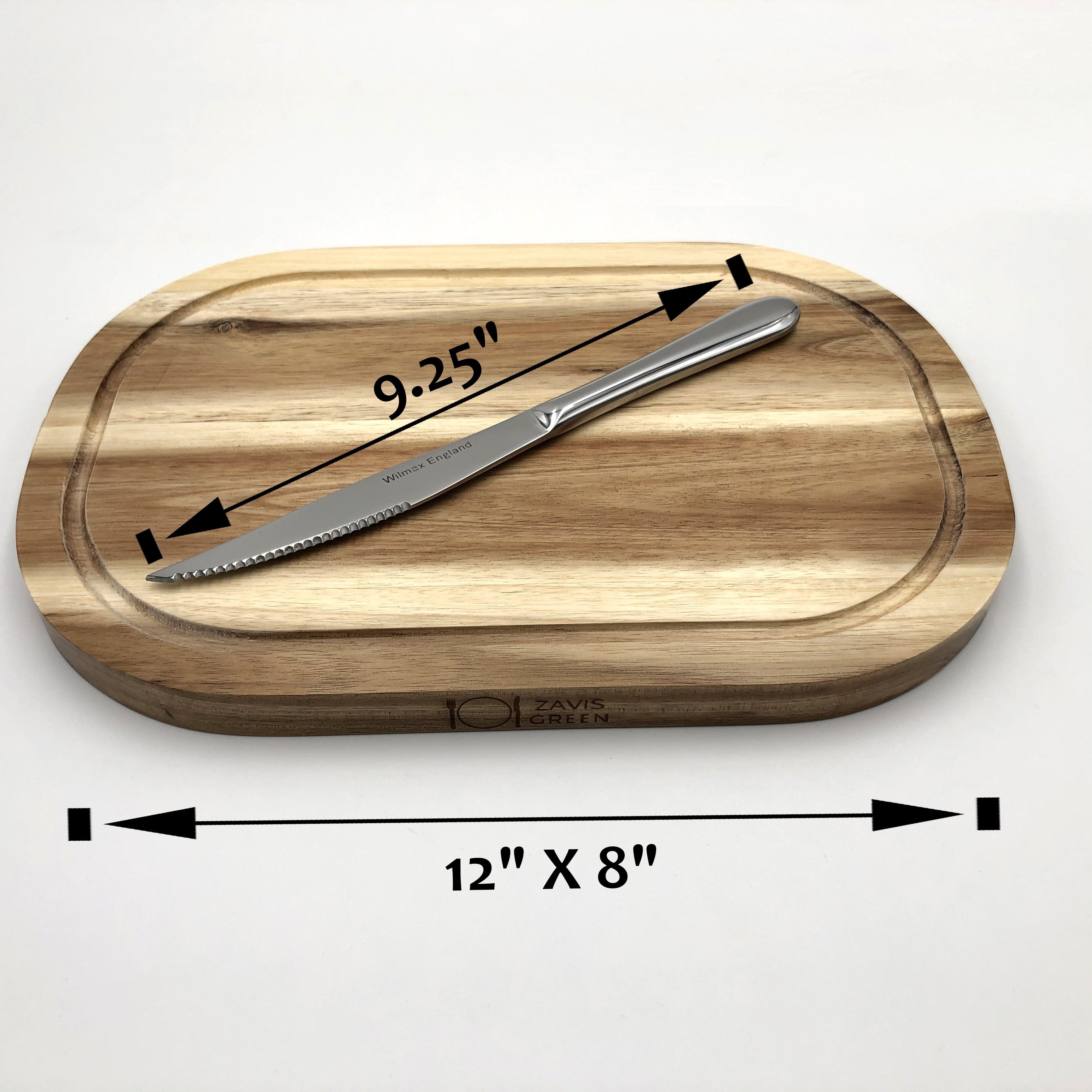 Acacia Steak Board and Stainless Steak Knife Serving Set