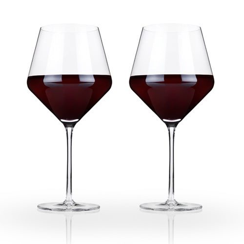 Angled Crystal Burgundy Glasses 