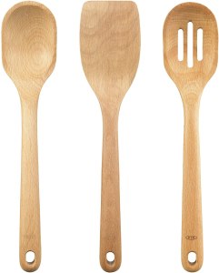 Large Wood Slotted Spoons