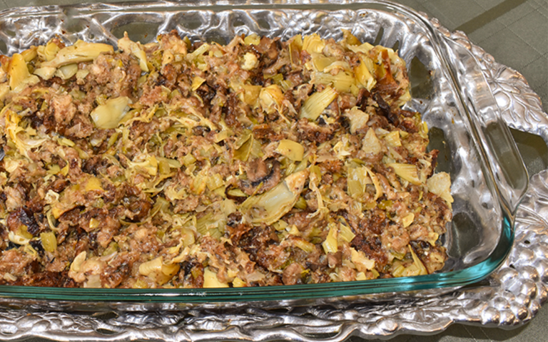 Savory Artichoke Turkey Stuffing