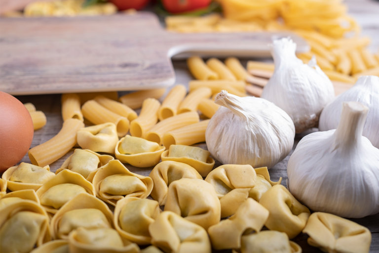 Tortellini Pasta and Fresh Garlic